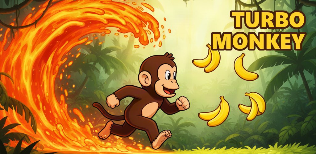 Turbo Monkey: el mono corre por la selva escapando de una ola de lava